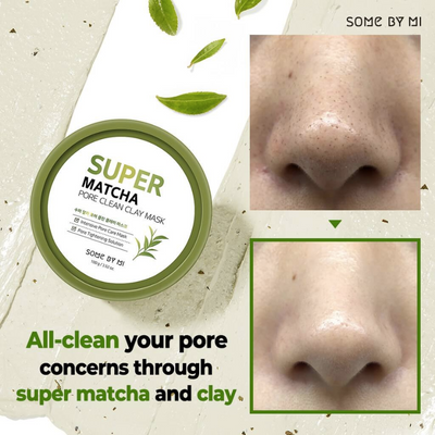Masca argila pentru curatarea porilor cu extract de ceai matcha, Some By Mi Super Matcha Pore Clean Clay Mask, 100gr